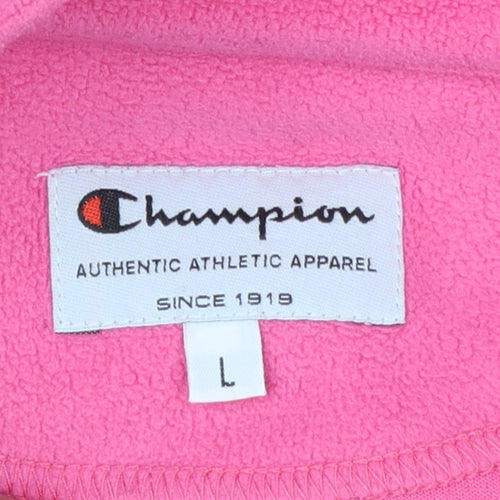 Champion Girls Pink Fleece Pullover Sweatshirt L 1/4 Zip Long Sleeve