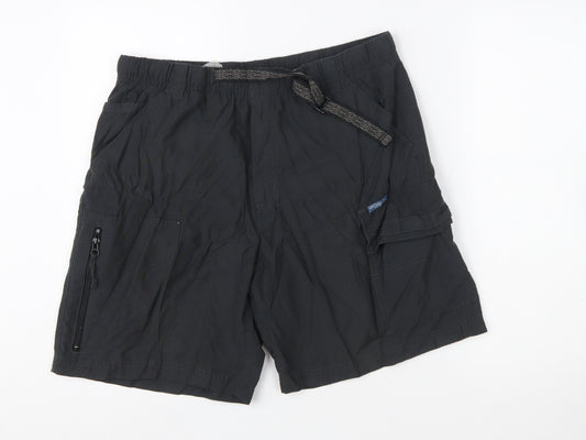 Columbia Men's Black Cargo Shorts Size M Elastic Waist Outdoor Travel