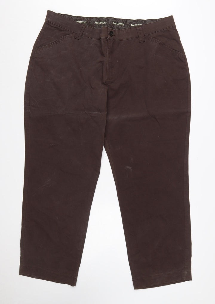 Lee Comfort Women's Brown Cotton Stretch Chino Trousers Size 22W
