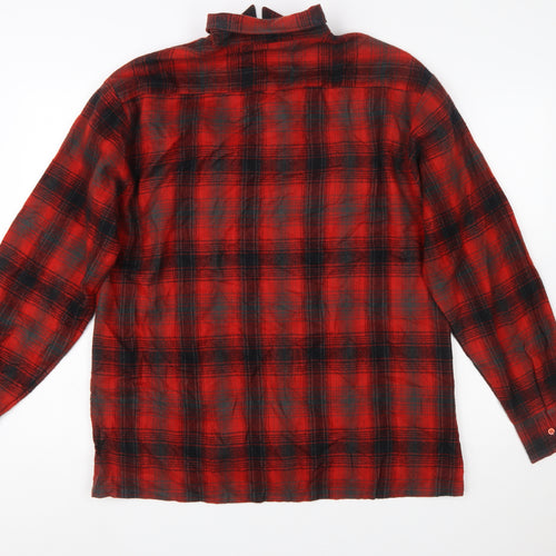 Back Packer Men's Red Flannel Plaid Button-Up Shirt Size L