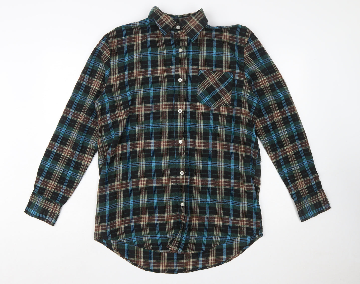 Activa Men's Multicoloured Plaid Flannel Button-Up Shirt L