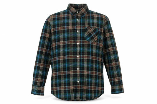 Front view of Activa Men's Multicoloured Plaid Flannel Button-Up Shirt L