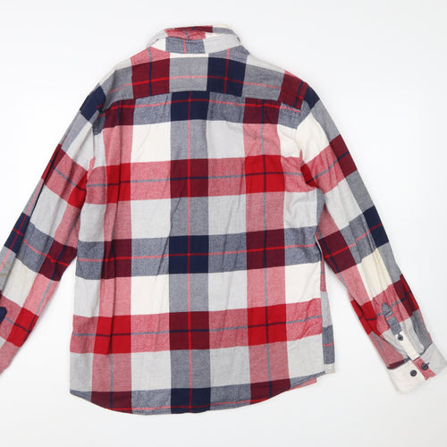 Express Men's Red Plaid Flannel Button-Up Shirt Size L