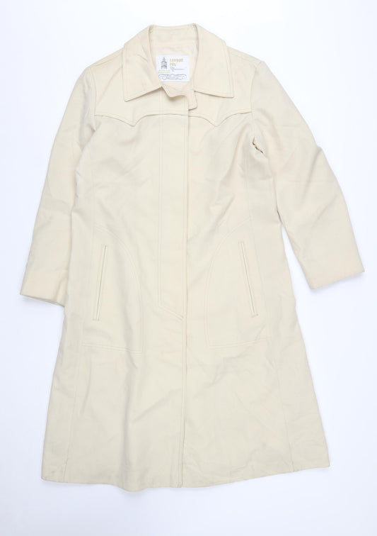 London Fog Women Beige Petite 10 Trench Coat Classic Long Water Resistant