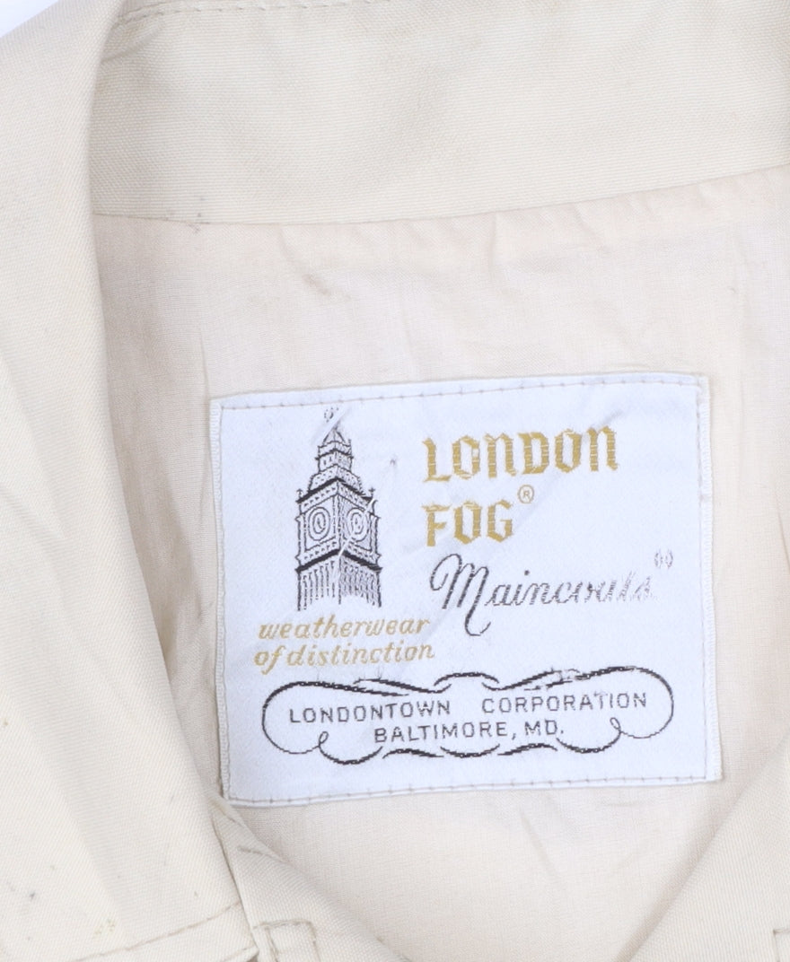London Fog Women Beige Petite 10 Trench Coat Classic Long Water Resistant