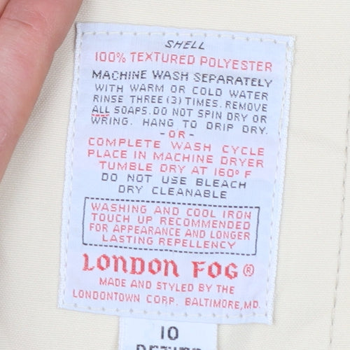 London Fog Women Beige Petite 10 Trench Coat Classic Long Water Resistant