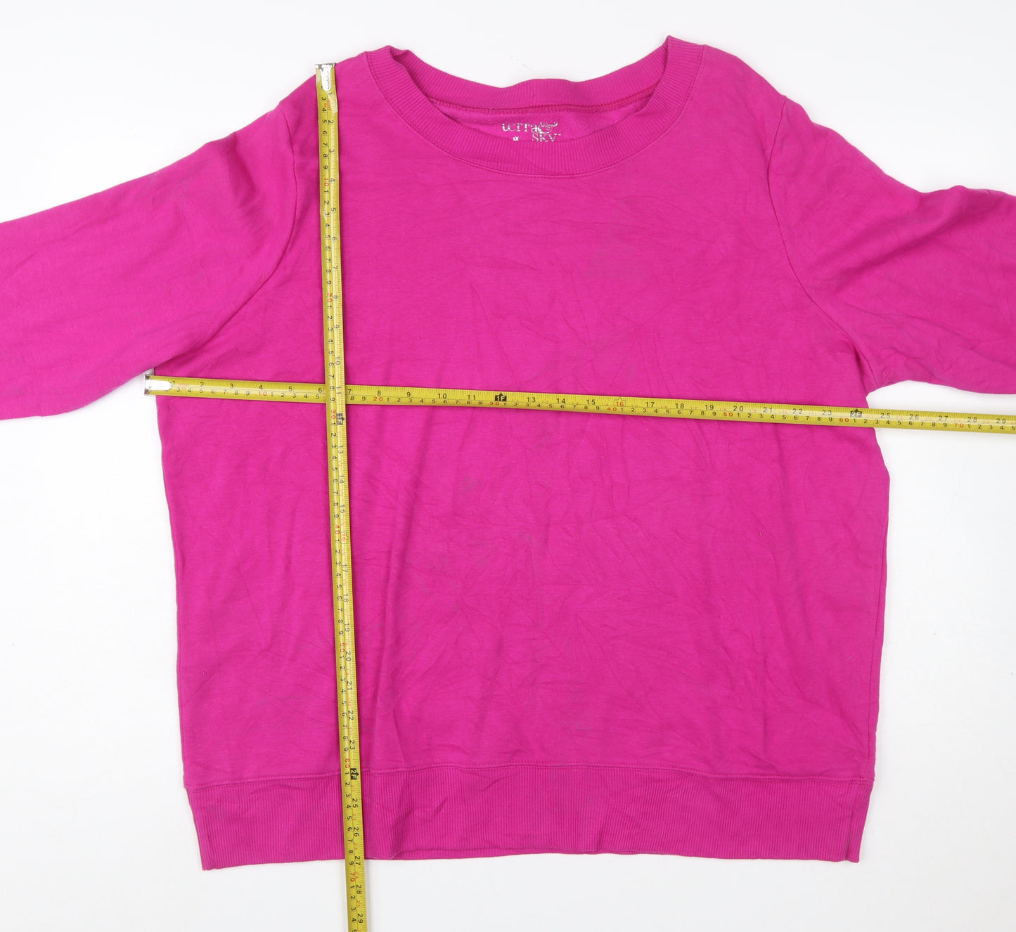 Terra & Sky Women's Pink Pullover Sweatshirt Size 18 Plus Cotton Blend