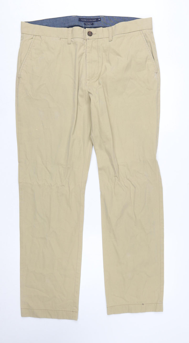 Tommy Hilfiger Men's Beige Chino Trousers 36W 32L Classic Fit