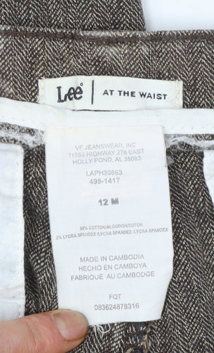 Lee Women’s Brown Herringbone Chino Trousers Size 12 Regular Fit