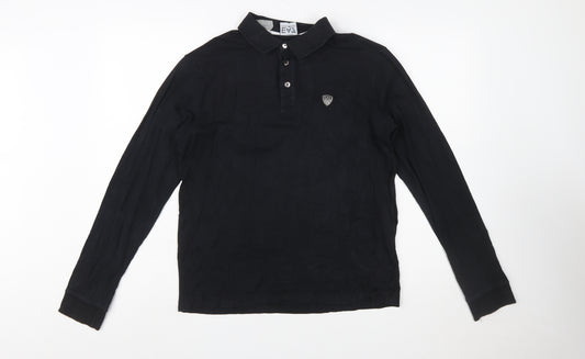 Emporio Armani EA7 Men's Black Long Sleeve Cotton Polo Shirt Size L