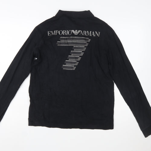 Emporio Armani EA7 Men's Black Long Sleeve Cotton Polo Shirt Size L