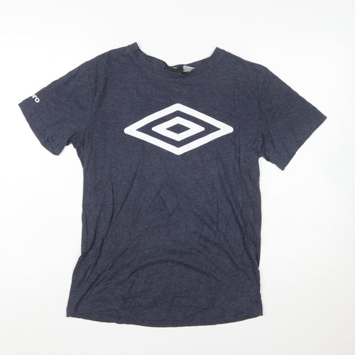 Umbro Men's Blue Small Sports Graphic Logo Crew Neck T-Shirt