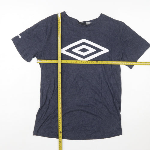 Umbro Men's Blue Small Sports Graphic Logo Crew Neck T-Shirt