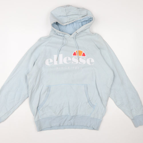 Ellesse Men's Blue Pullover Hoodie L Sports Logo Fleece