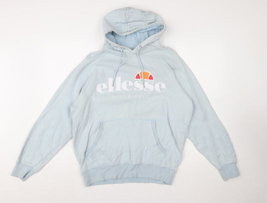 Ellesse Men's Blue Pullover Hoodie L Sports Logo Fleece