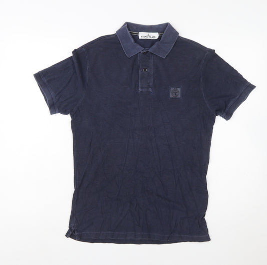 Stone Island Men's Blue Slim Fit Cotton Polo Shirt Size S