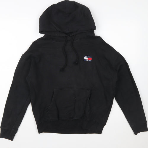 Tommy Jeans Women Black Small Pullover Hoodie Cotton Casual