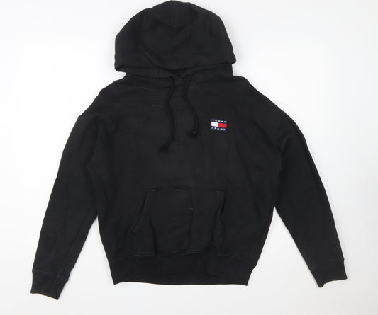 Tommy Jeans Women Black Small Pullover Hoodie Cotton Casual