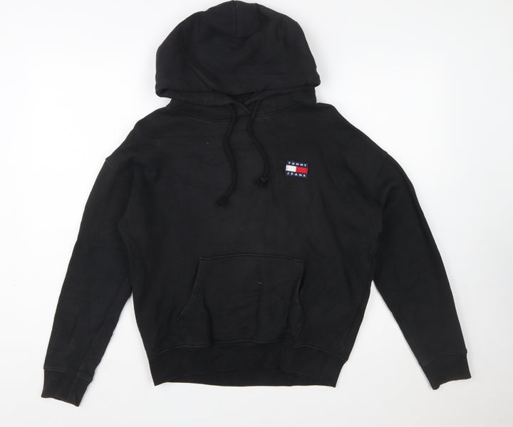 Tommy Jeans Women Black Small Pullover Hoodie Cotton Casual