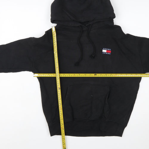 Tommy Jeans Women Black Small Pullover Hoodie Cotton Casual