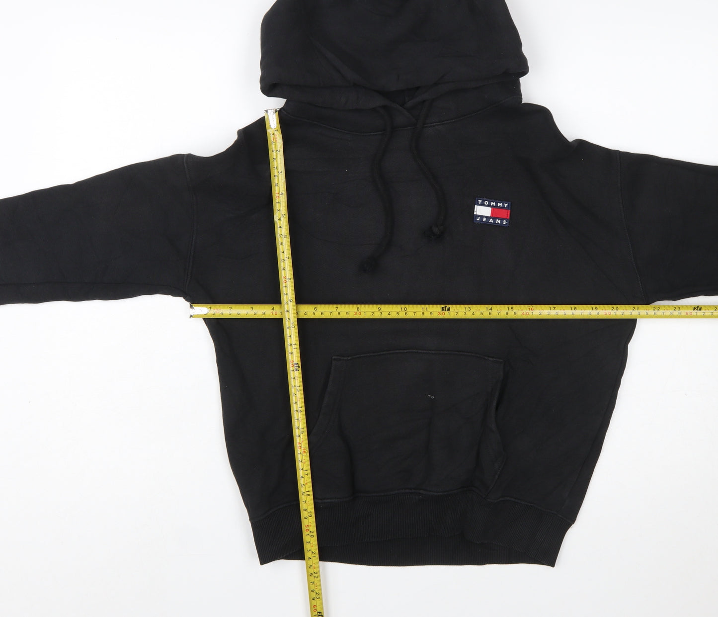 Tommy Jeans Women Black Small Pullover Hoodie Cotton Casual