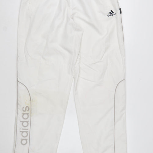 Adidas Men's White Polyester Jogger Trousers Size M