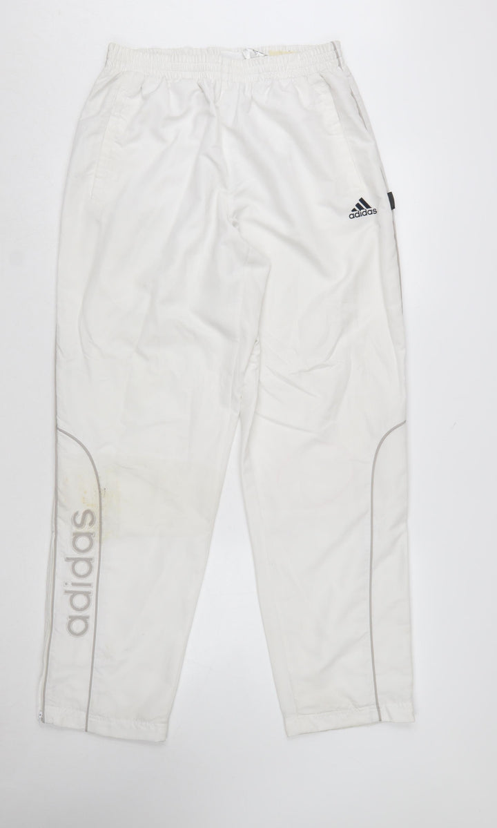 Adidas Men's White Polyester Jogger Trousers Size M