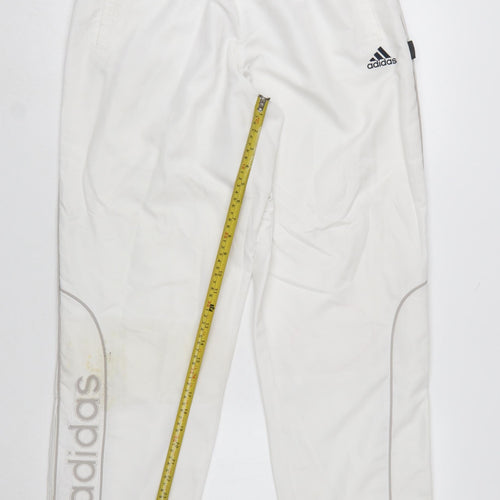 Adidas Men's White Polyester Jogger Trousers Size M
