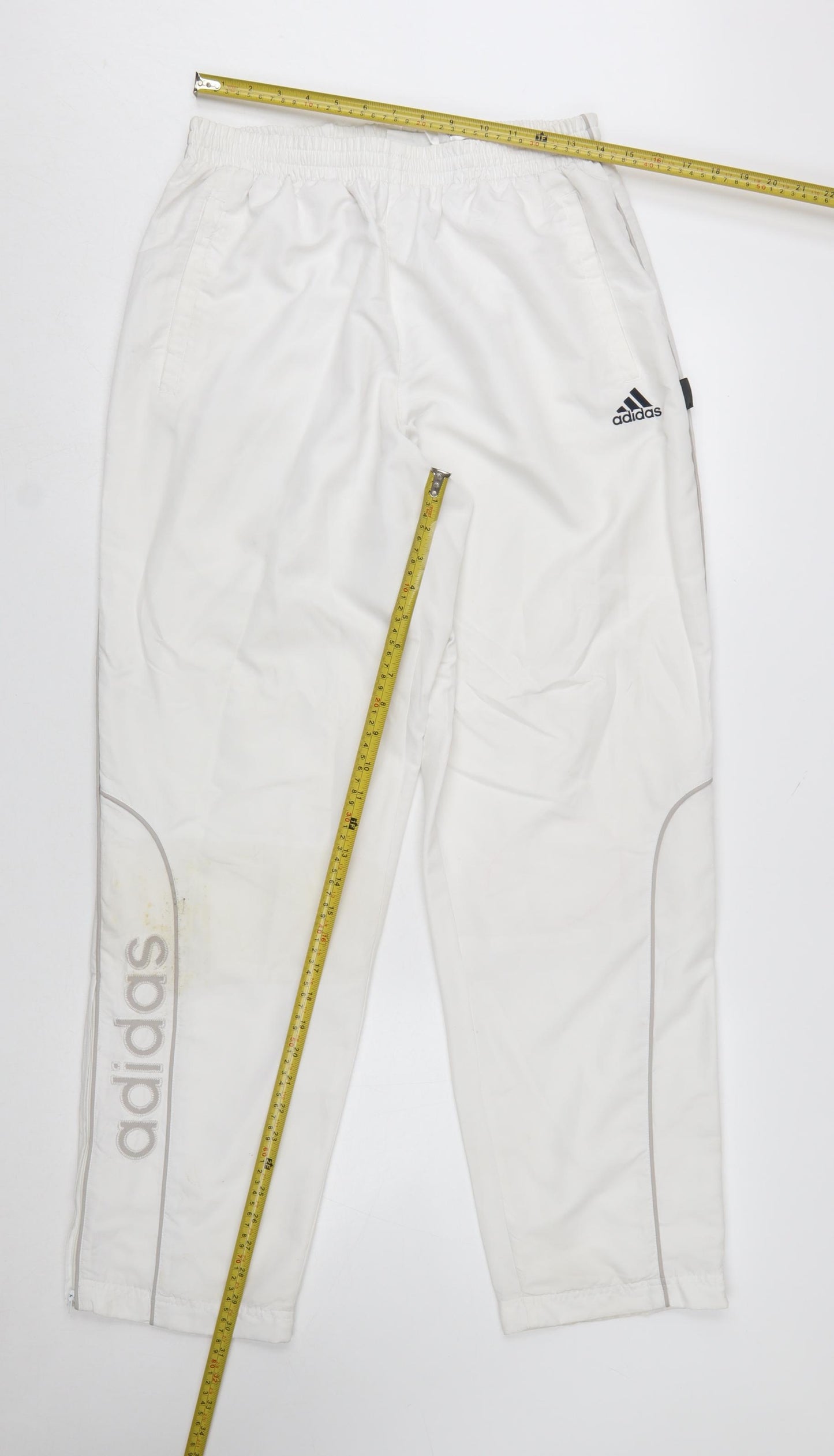 Adidas Men's White Polyester Jogger Trousers Size M