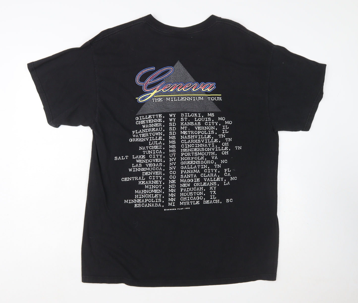 Delta Pro Weight Men's Black Geneva Millennium Tour T-Shirt L 1999 Vintage