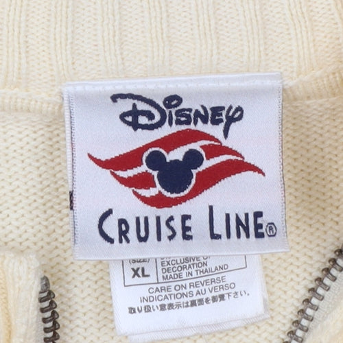 Disney Women’s Ivory Full Zip Mock Neck Jumper XL Cruise Line