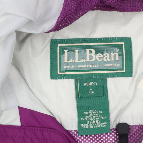 L.L.Bean Women's Purple Waterproof Hooded Rain Jacket L Regular