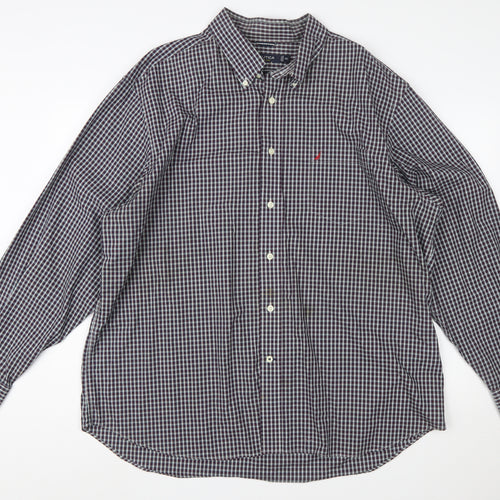 Nautica Men's Blue Check Long Sleeve Button-Down Cotton Shirt XXL