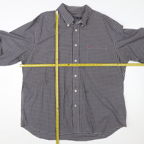 Nautica Men's Blue Check Long Sleeve Button-Down Cotton Shirt XXL