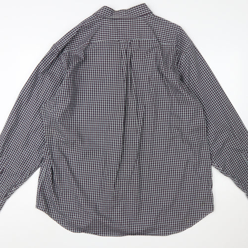 Nautica Men's Blue Check Long Sleeve Button-Down Cotton Shirt XXL