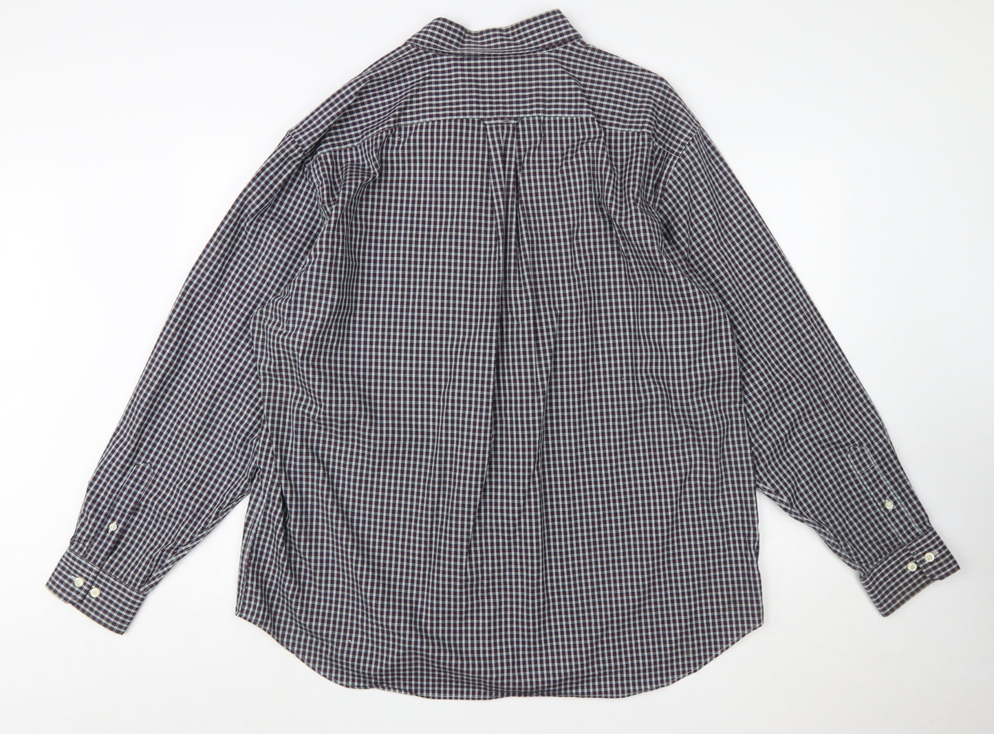 Nautica Men's Blue Check Long Sleeve Button-Down Cotton Shirt XXL