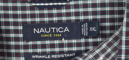 Nautica Men's Blue Check Long Sleeve Button-Down Cotton Shirt XXL