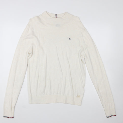 Tommy Hilfiger Men's Ivory Cotton Cashmere Pullover Jumper Size S