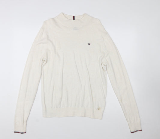 Tommy Hilfiger Men's Ivory Cotton Cashmere Pullover Jumper Size S