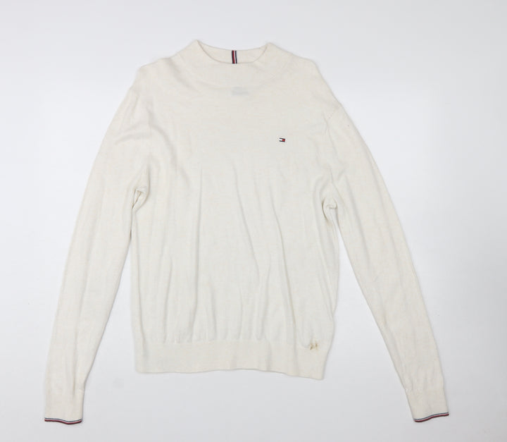 Tommy Hilfiger Men's Ivory Cotton Cashmere Pullover Jumper Size S