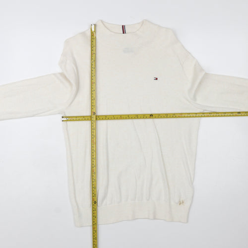 Tommy Hilfiger Men's Ivory Cotton Cashmere Pullover Jumper Size S