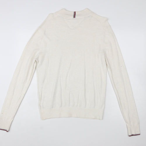 Tommy Hilfiger Men's Ivory Cotton Cashmere Pullover Jumper Size S