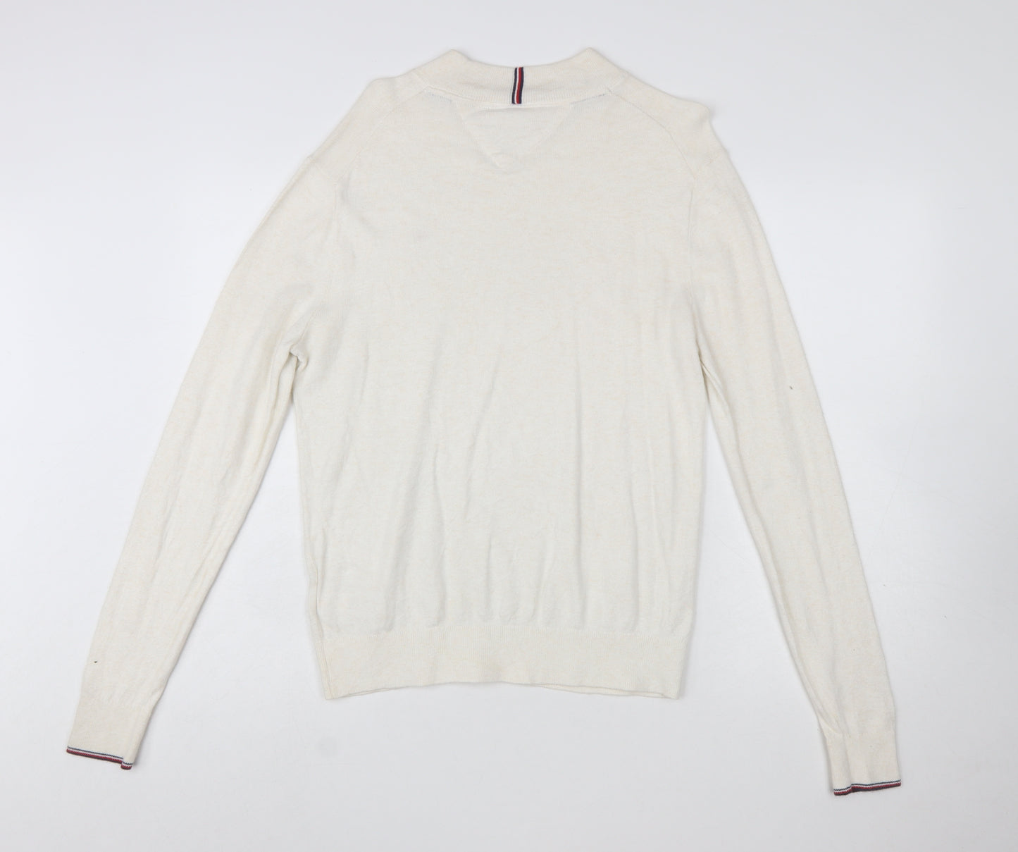 Tommy Hilfiger Men's Ivory Cotton Cashmere Pullover Jumper Size S