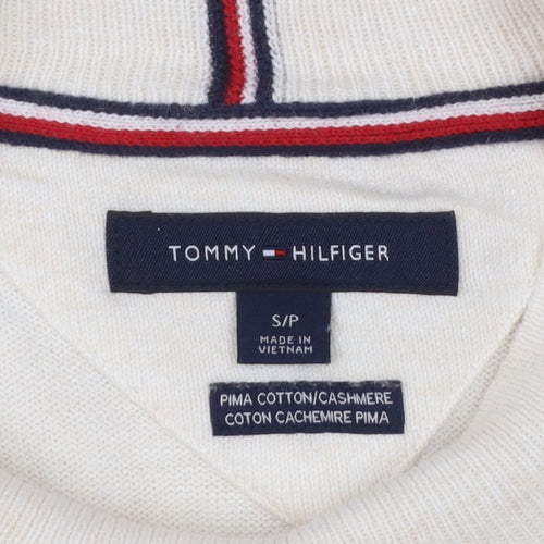 Tommy Hilfiger Men's Ivory Cotton Cashmere Pullover Jumper Size S