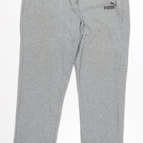 Puma Men Grey 2XL Regular Fit Sweatpants Cotton Blend