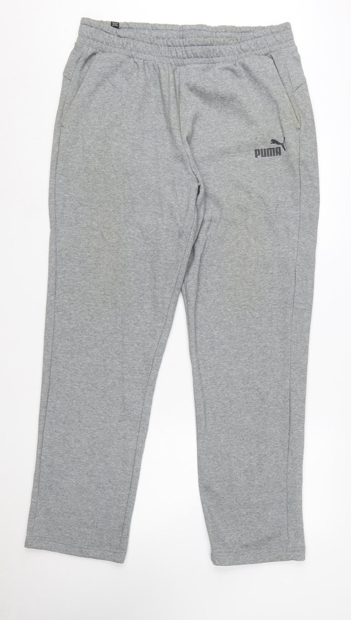 Puma Men Grey 2XL Regular Fit Sweatpants Cotton Blend