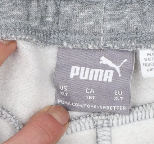Puma Men Grey 2XL Regular Fit Sweatpants Cotton Blend