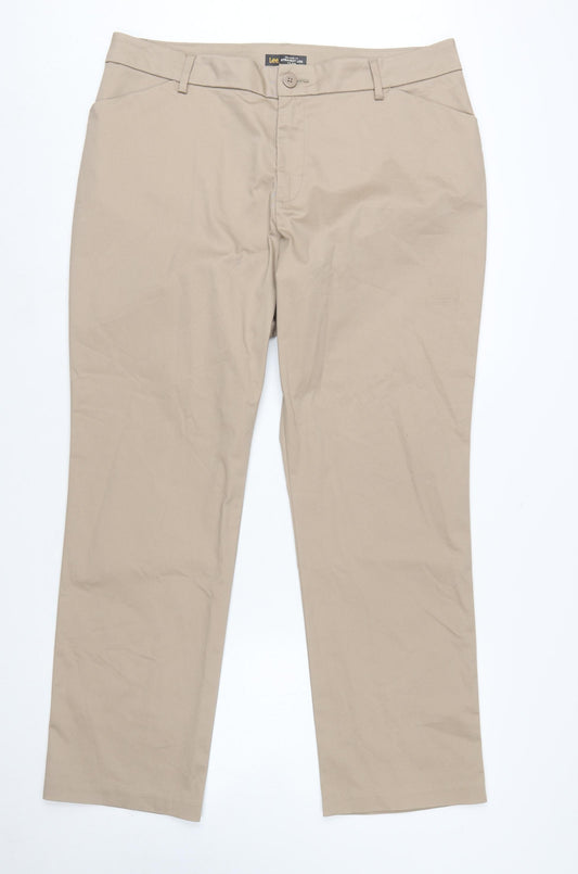Lee Women’s Beige Straight Leg Chino Trousers Size 16 Cotton Blend