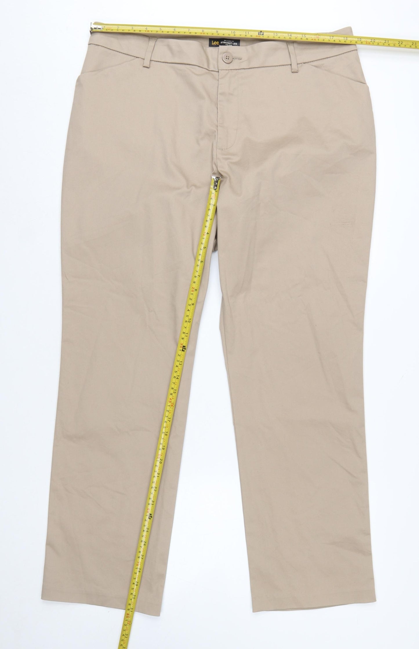 Lee Women’s Beige Straight Leg Chino Trousers Size 16 Cotton Blend