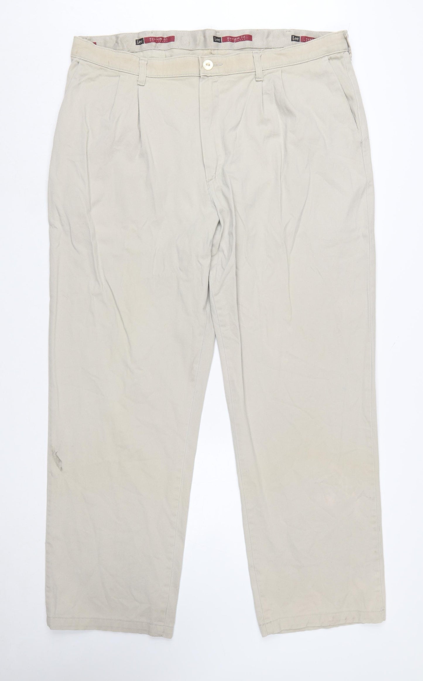 Lee Men’s Beige Chino Trousers 42x32 Regular Fit Cotton Stretch